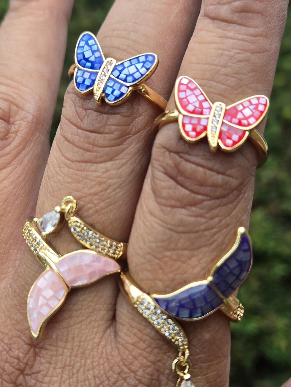 The Complete Mosaic Shell 4-Piece Statement Ring Collection